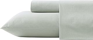 Tommy Bahama - King Sheets, Washed Percale Cotton Bedding Set, Soft & Breathable Bedroom Decor with Deep Pockets (Island Cays Stripe Green, King)