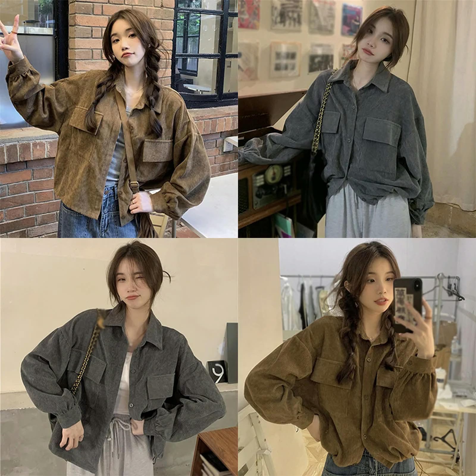 Giacca Uomo Donne Velluto A Vellutoy A Manica Lunga Camicia Giubbotto Oversize per Oversize Giacca da Lavoro Casual con Tasca