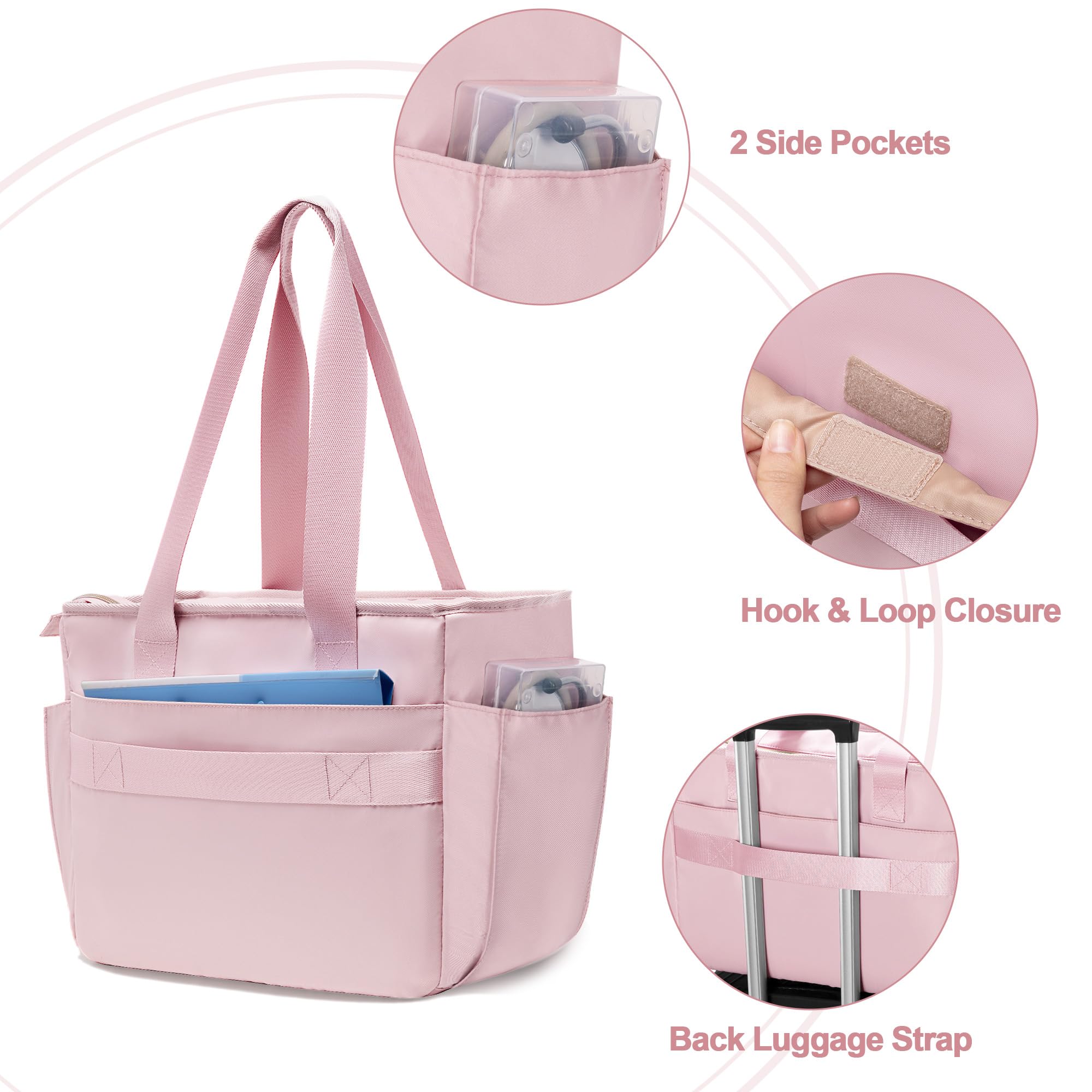 Bolsa de Mano para Enfermeras para Mujer, Bolsa Clínica de Enfermería con Organizador de Archivos en Acordeón, Accesorios de Enfermería para el Trabajo y la Atención Médica en el Hogar, Rosa