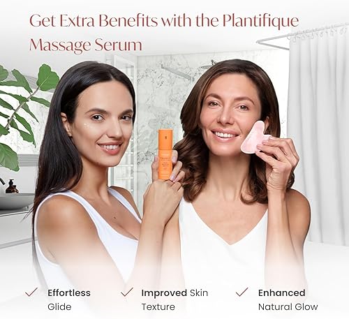 Miniatura 6 de Gua Sha - Herramienta de cuarzo rosa para cara por Plantifique - Herramienta de masaje antienvejecimiento - Herramienta GuaSha para cara - Productos