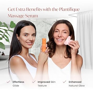 PLANTIFIQUE Gua Sha Rose Quartz Tool for Face Anti Aging Massage Tool and Stainless Steel Gua Sha Facial Tool, Skin Massage Tool for Face, Body, Eyes, Neck, Heart Style with Travel Pouch, Skin Care