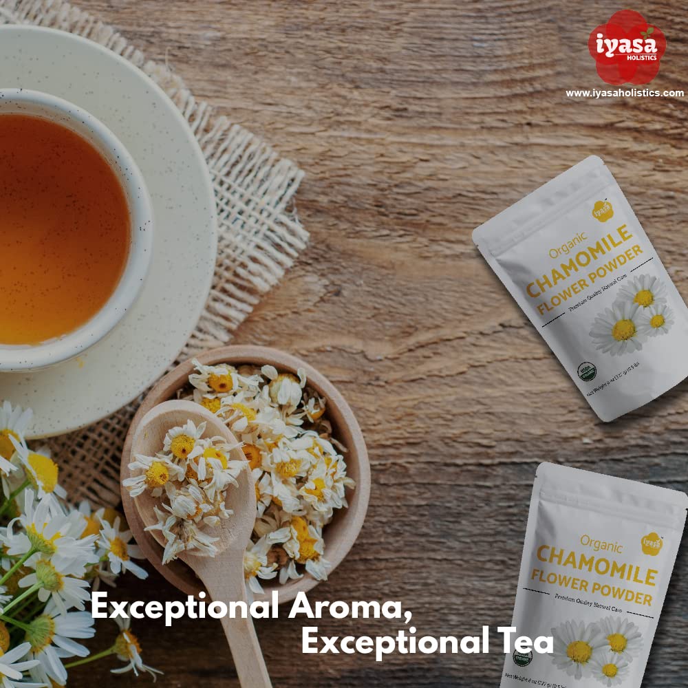 Iyasa Holistics Organic Chamomile Flowers Powder 8oz - Chamomile Tea Organic Food Grade - Baking, Cooking & Cold Drinks - DIY Face Masks, Skin & Hair Care - USDA Organic Powder — Amazon image 3