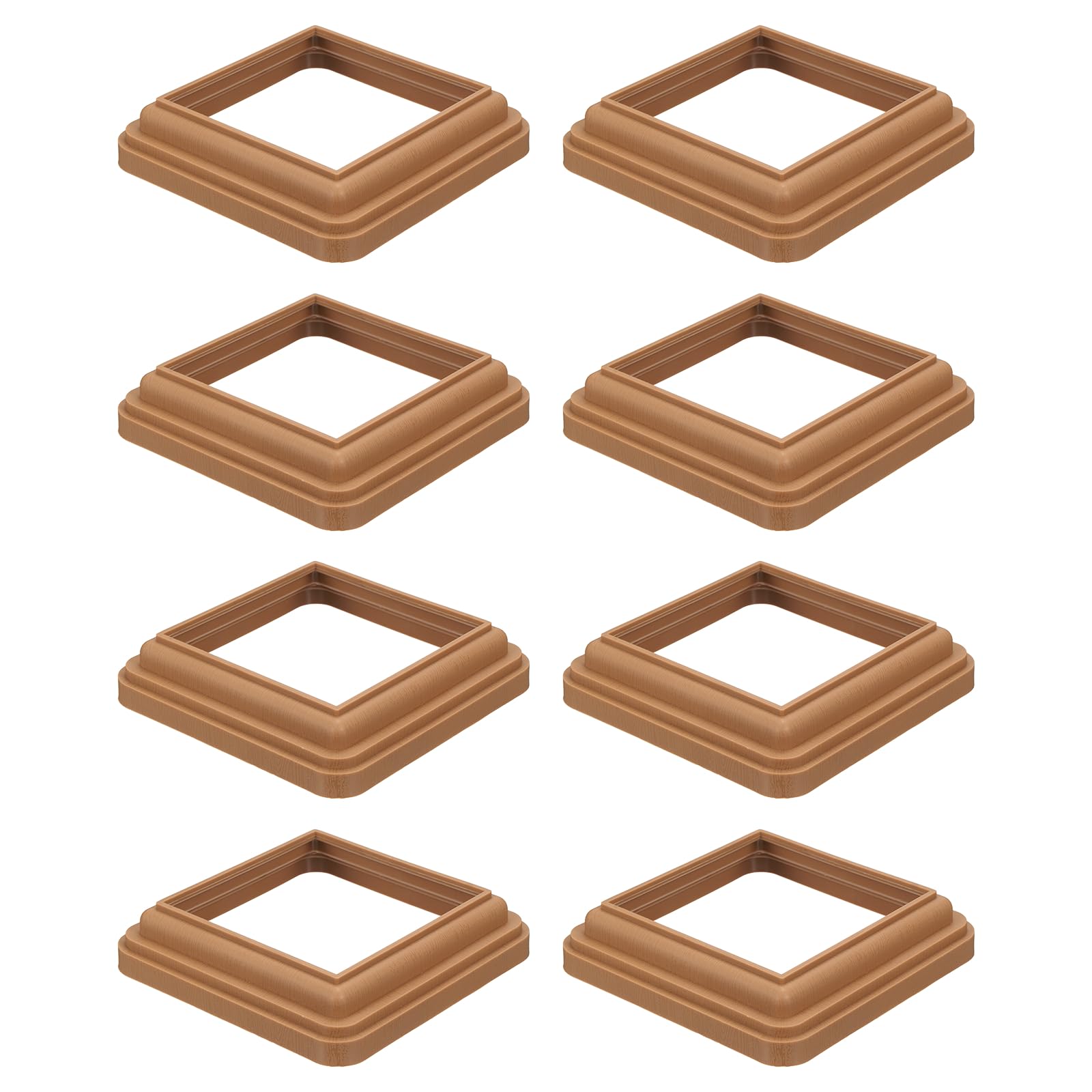 sourcing map 8Pcs Post Skirt, 4 x 4 Inch One-Piece Plastic Post Base Cover, Deck Post Base Cover Trim Skirt for Fence Wood Stair Handrail Railing Porch, Yellow