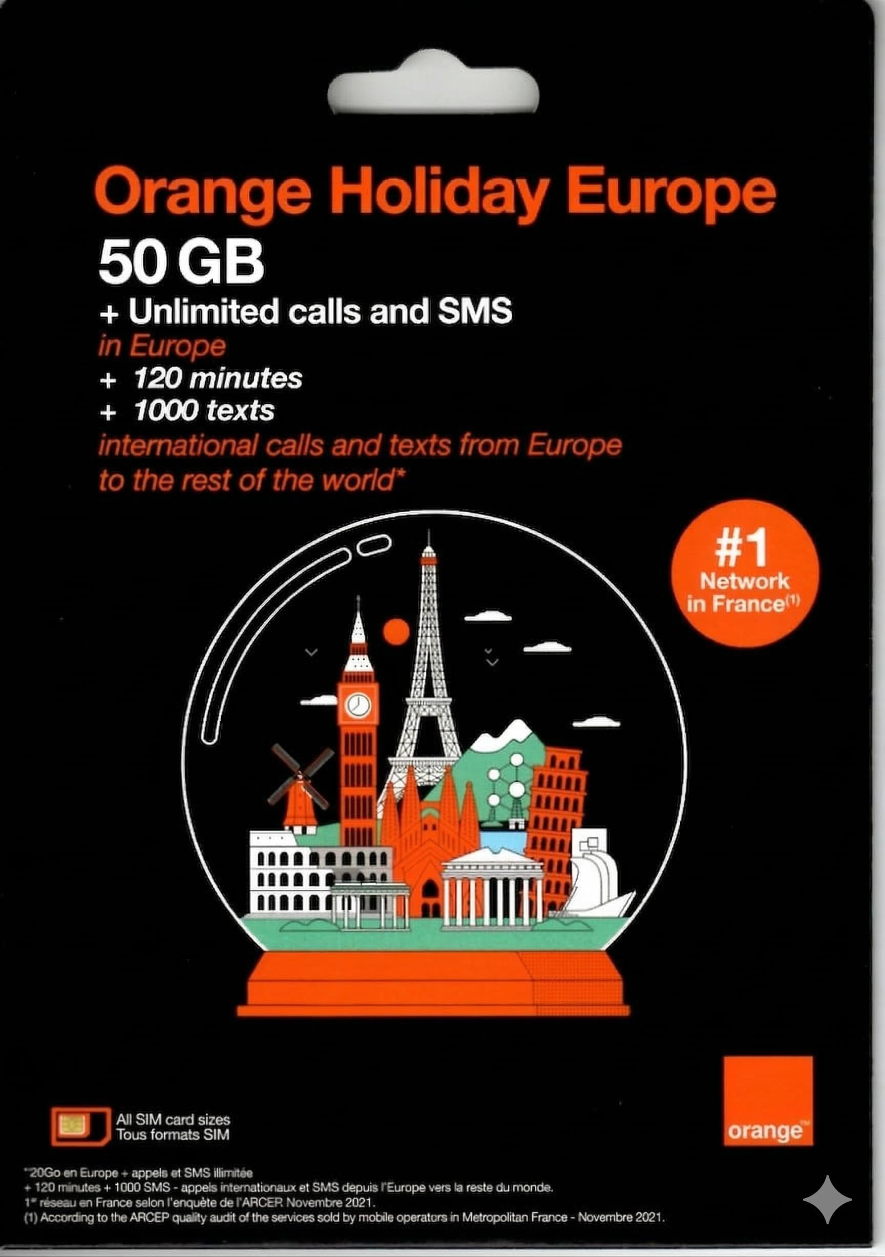 TSIM Europe Sim Card 30 Days 50GB Data with Unlimited Local Calls + 120 Minutes Call Home | 5G Network | Hotspot Tethering Allowed