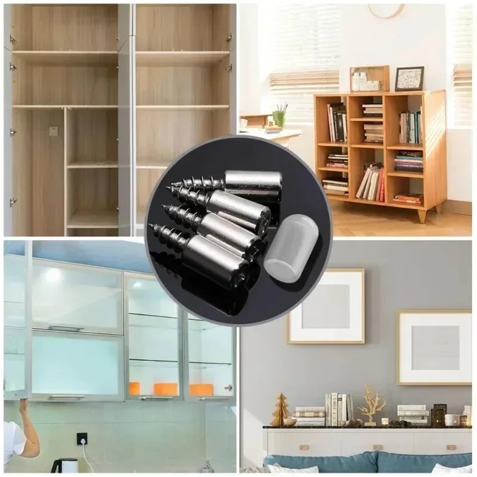 100/2 Stück selbstschneidende Schrauben mit Gummihülse for Schränke, Bücherregale, Lagerregal, Kleiderschränke, rutschfeste Septum-feste Stütznägel(100pcs(50sets))