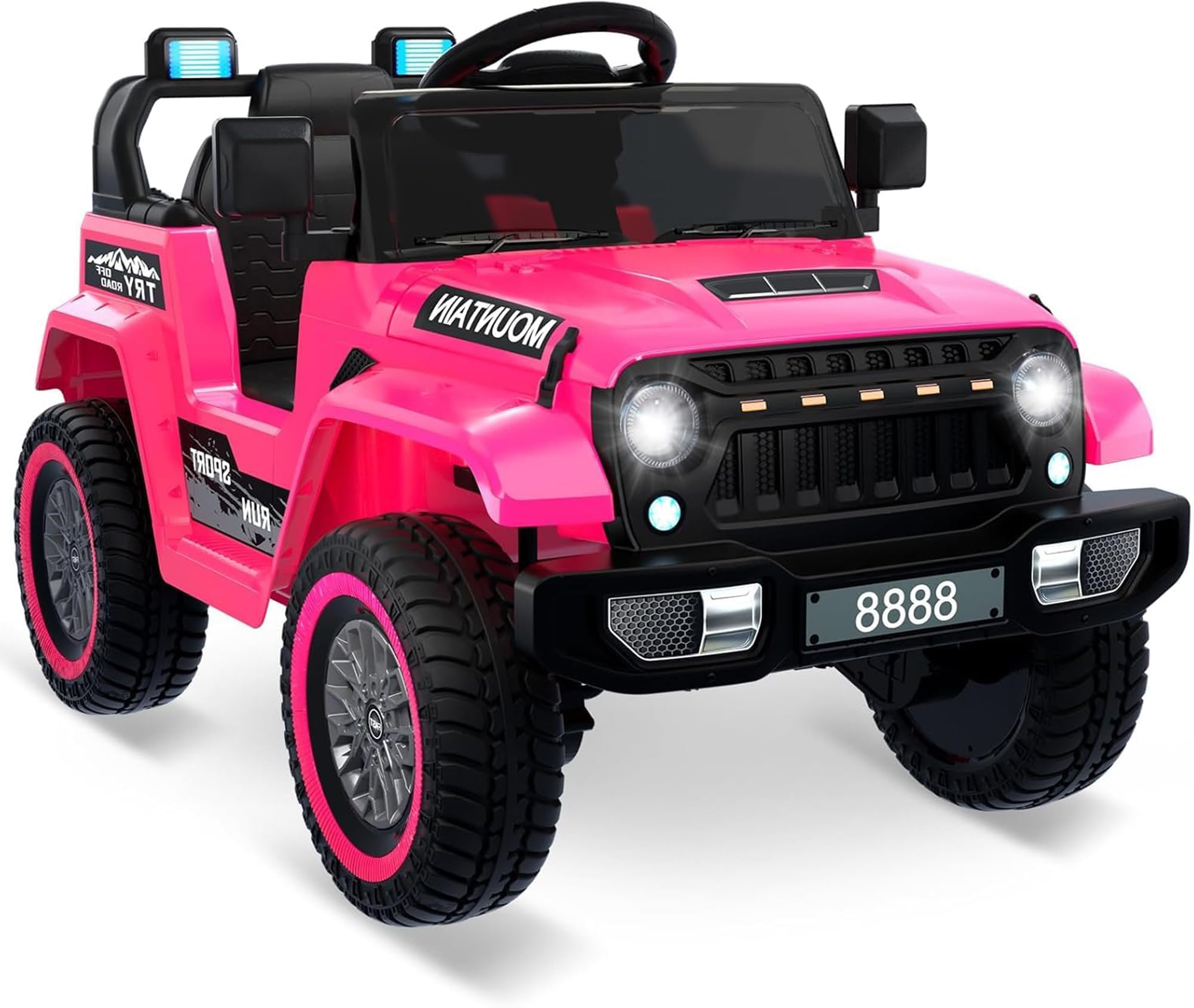 Quad électrique Enfant 1 Places 12v avec Télécommande Parentale,Quad Voiture électrique avec Bluetooth et Phares LED,3 Vitesses Réglables,Véhicule Tout-Terrain pour Enfants 3-8 Ans(Rose)
