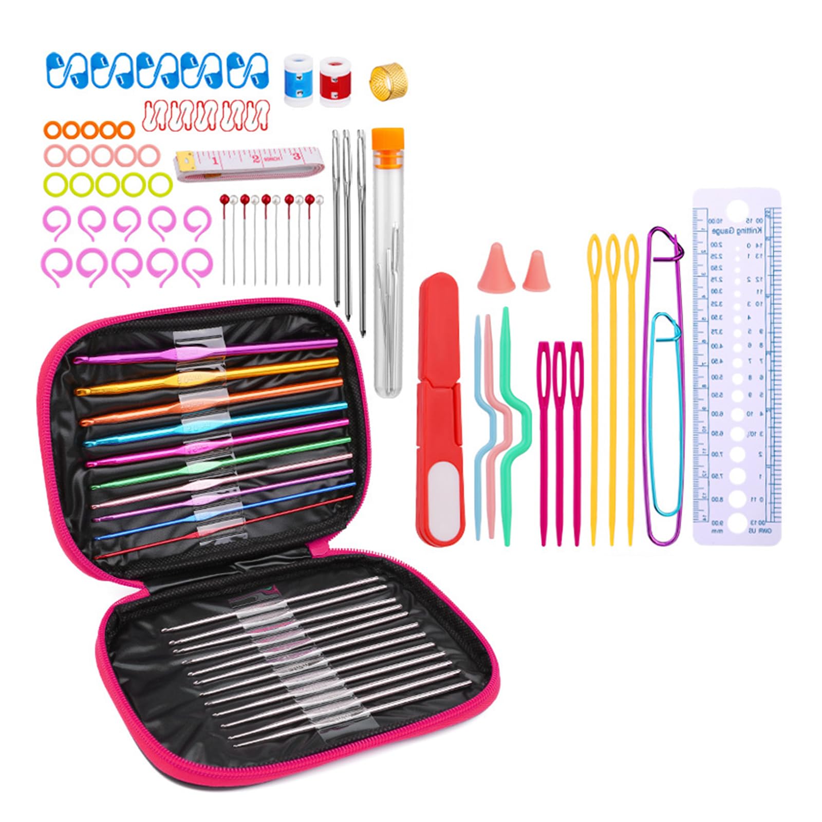 Kalttoy Set 2 Ergonomic Crochet Hook Set With Crochet Yarns Knitting Needle, Bag, Stitching Marker, Embroidery Scissor Hook Set