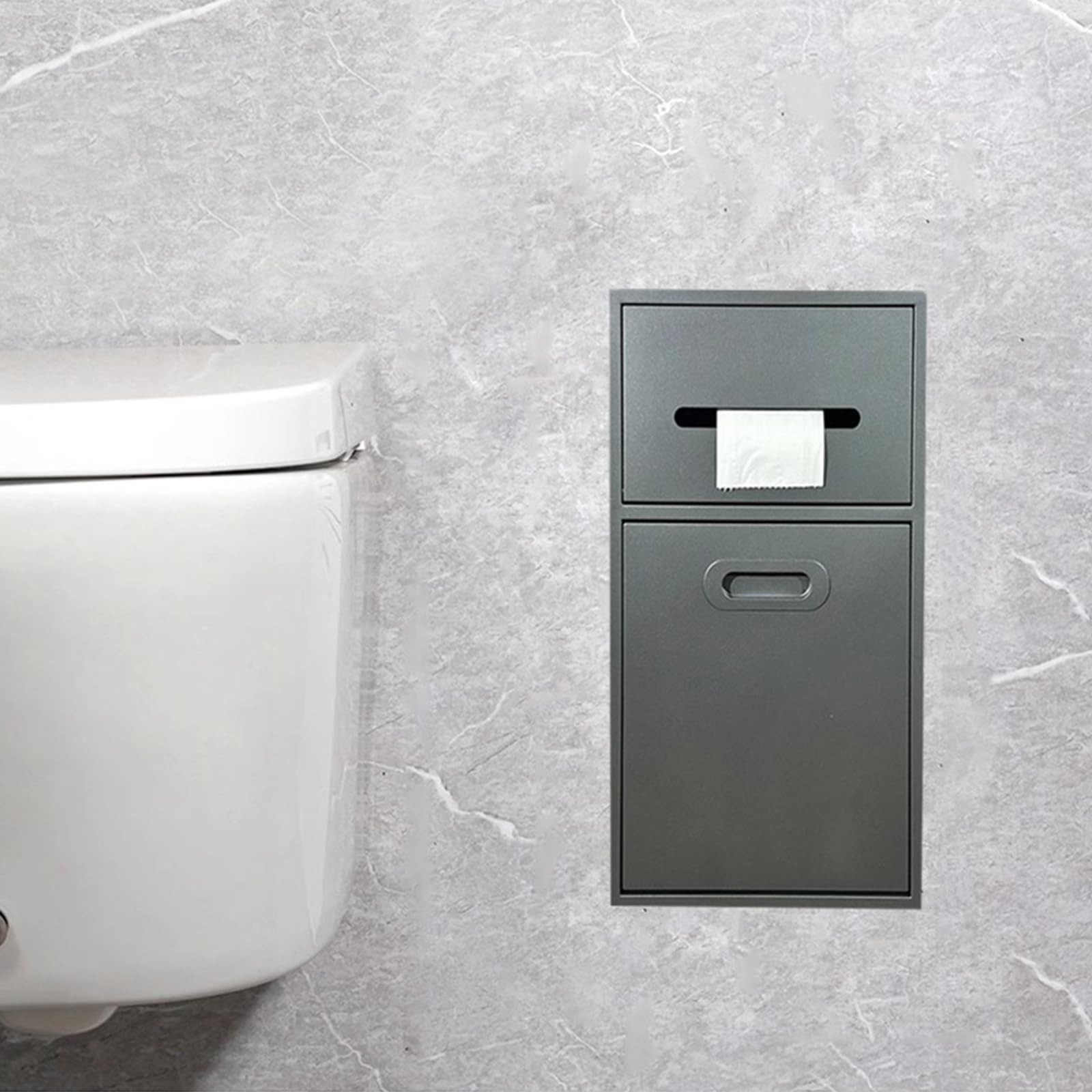 IYUESQ Recessed Toilet Paper Holder Niches, Stainless Steel Niche With TP Holder And Trash Can Multicolor Multiple Sizes(Grey,7.8x19.7x5.5in)