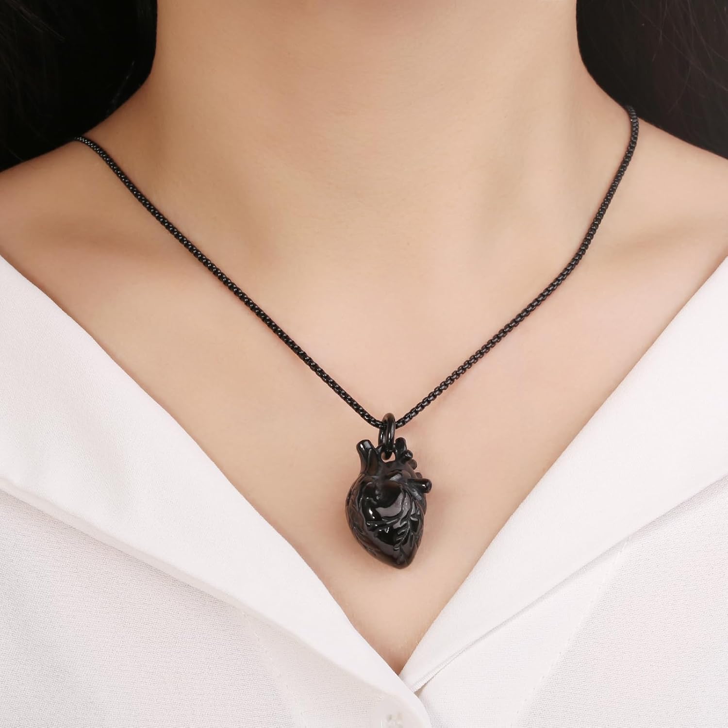 Anatomical 3D Heart Cremation Jewelry For Ashes Of Loved Ones Keepsake Urn Necklace For Women Men Memorial Pendant Stainless Steel - Image 2