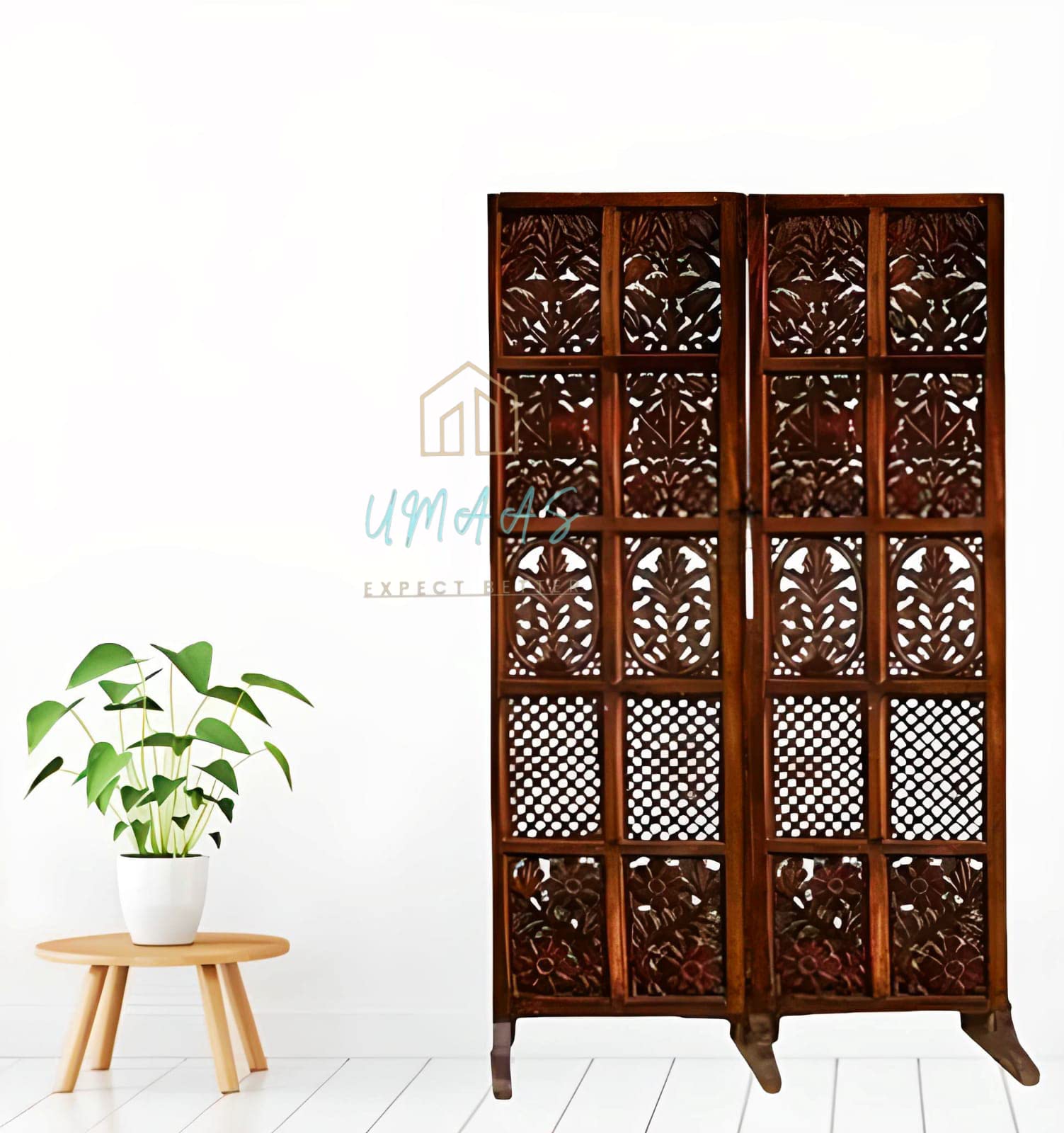 UMAAS® Room Partition for Apartments/Screen Separator/Room Wall Divider with Stand for Living Room | Bedroom | Office | Restaurant | Shop | Saloon with Stands (Mix Design) (2 Panel)