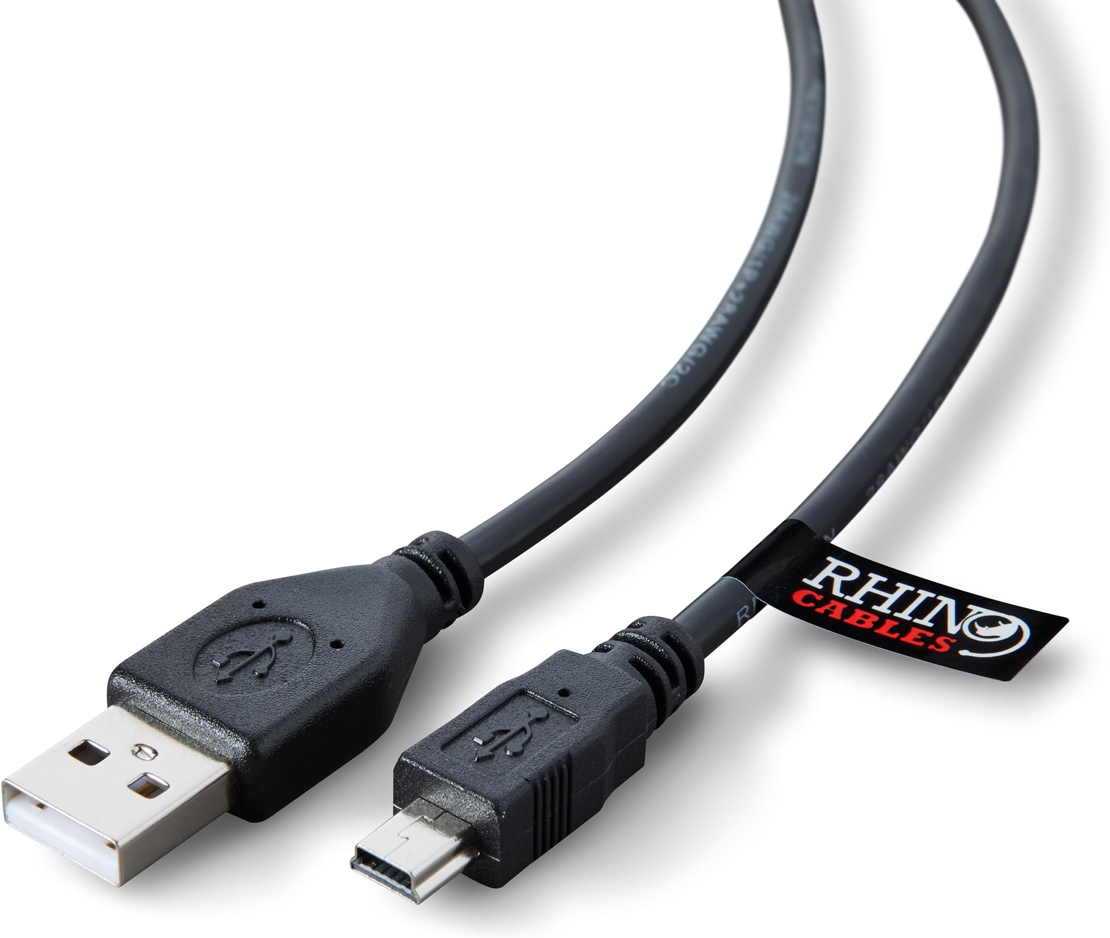 rhinocables USB to Mini B 5-Pin Cable |Durable Design, Fast Charging & Sync | Universal Compatibility for PS3 Controllers, Cameras, GoPro & More | USB 2.0 with 480 Mbps Data Transfer (3ft)
