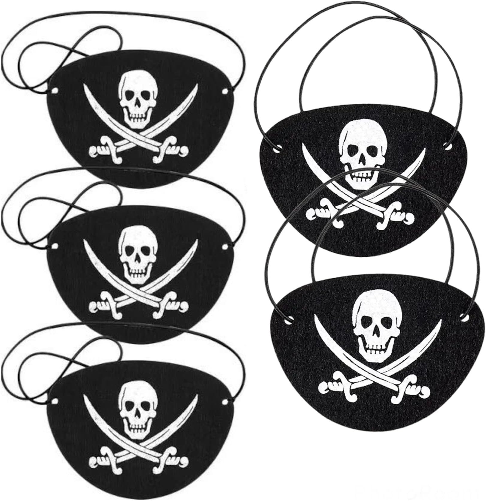 HIGHLAND 5 Pcs Pirate Eye Patch for Kids and Adults - Costume Accessories, Mask for Halloween and Fancy Dress Cosplay