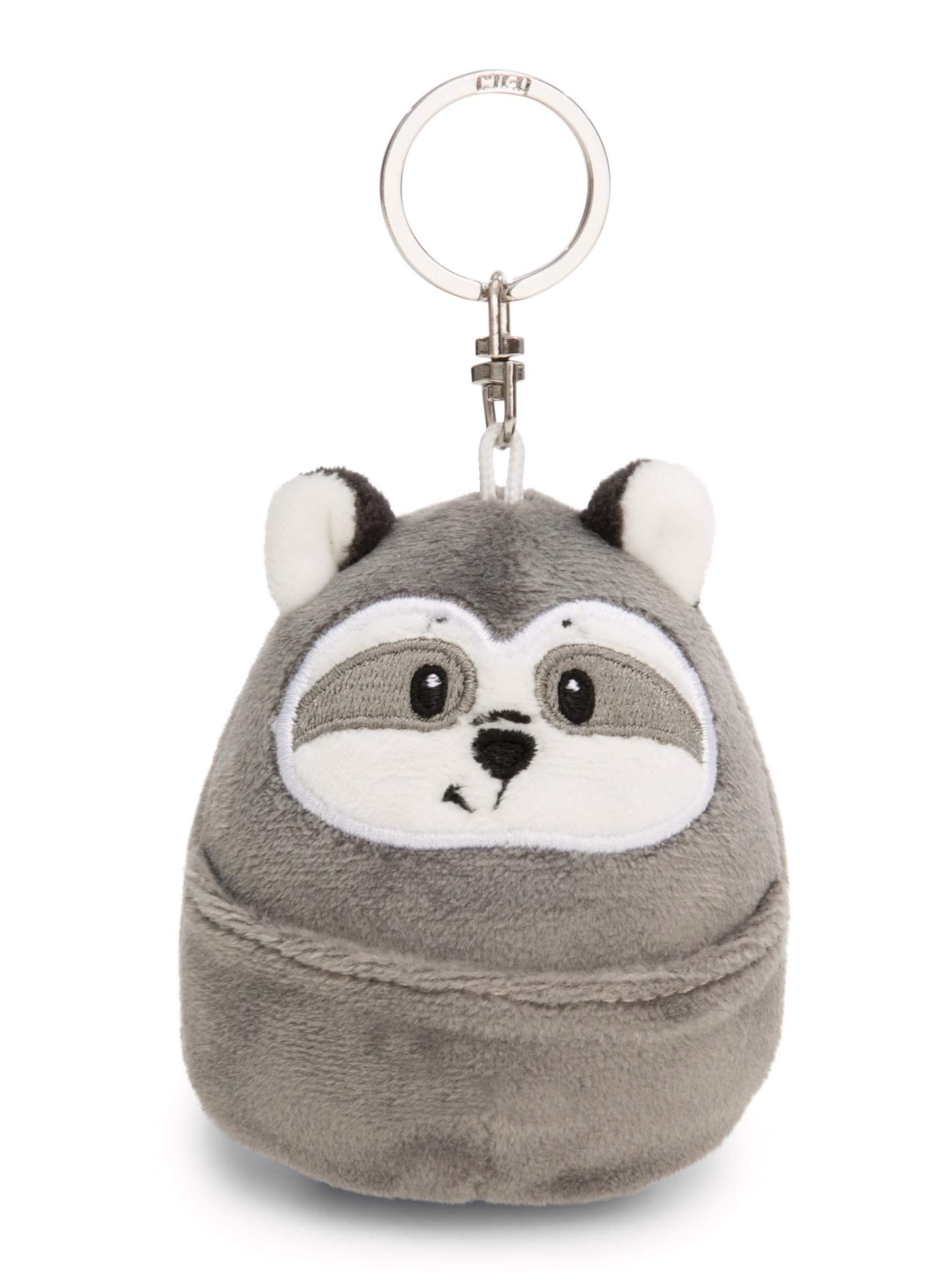 NICI Keyholder Chill raccoon 8cm - grey - Plush companion for backpack or bag, cuddle charm with metal ring for keychain & key holder | 61759