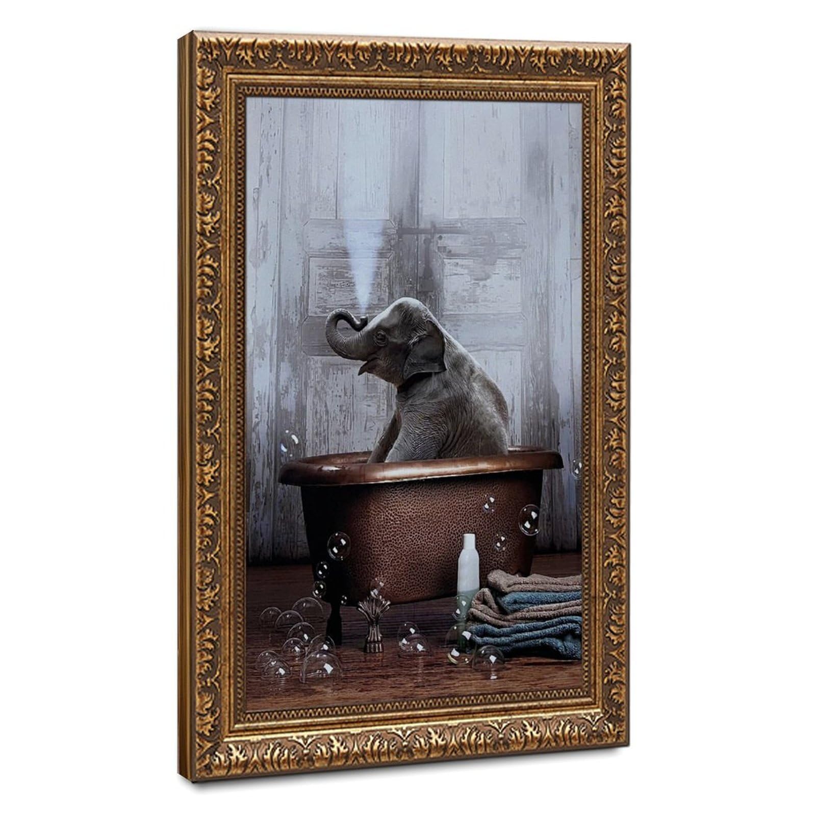 Bareronor Bathroom Elephant Poster Canvas Poster Bedroom Decor Landscape Office Room Decor Gift 24" L X 36" W