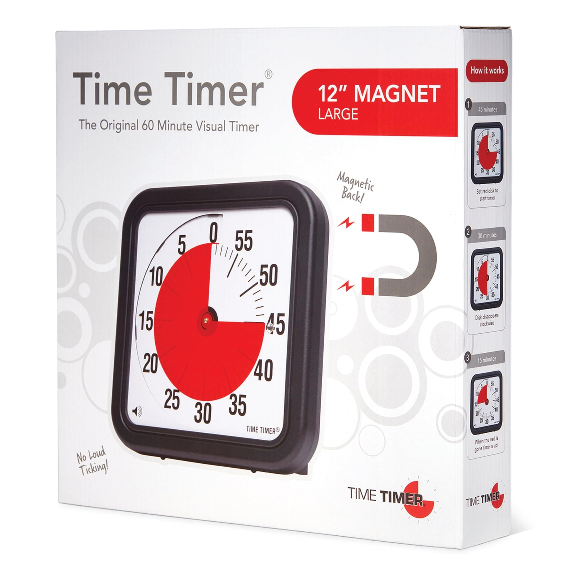 Time Timer magnetischer 60 Minuten Timer mit optischem Signal, Countdown-Uhr für Kinder und Erwachsene, für das Klassenzimmer oder Besprechungsräume (Large - 30 cm), TTA2-MAG-W