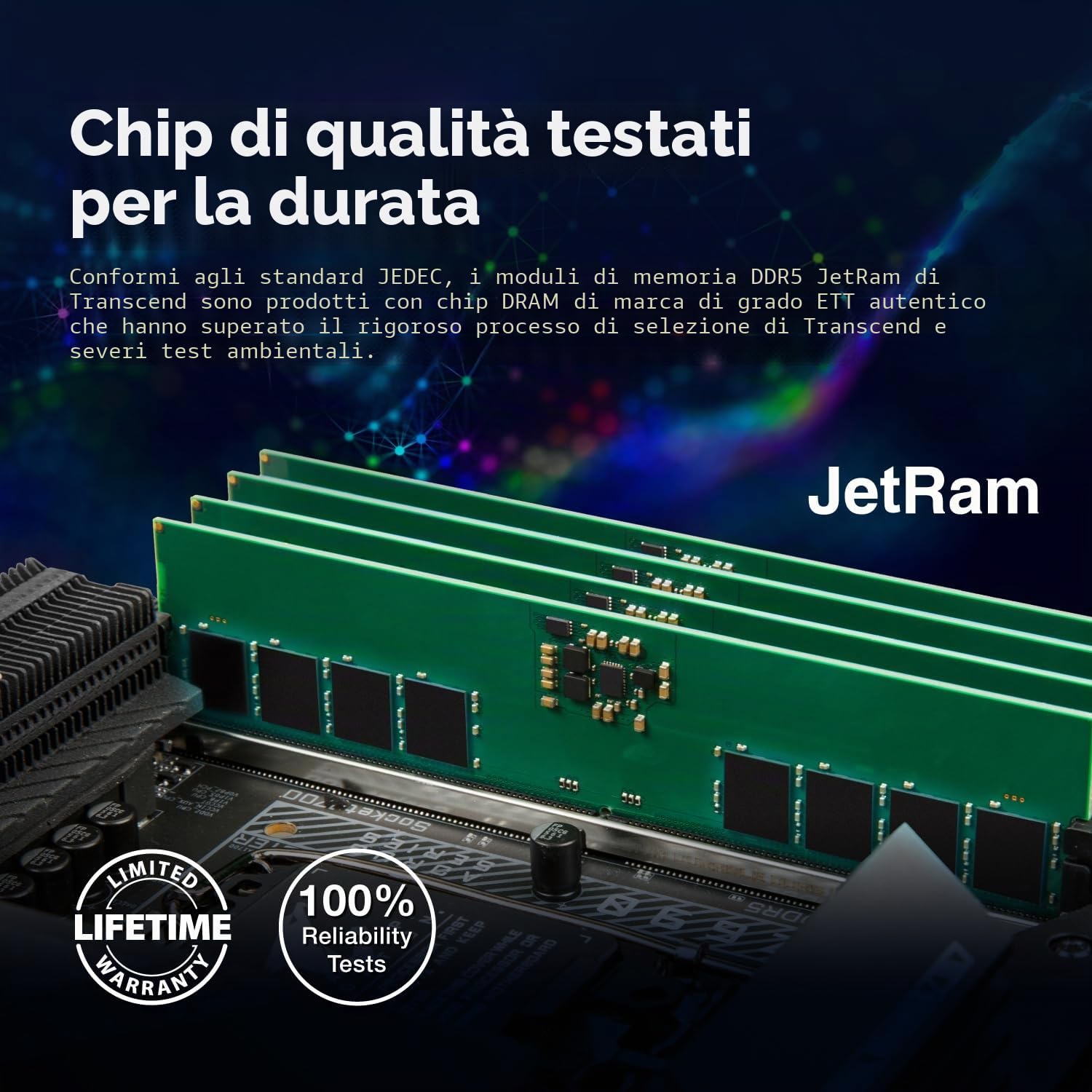 Transcend Modulo di memoria Long-DIMM DDR5 4800 MHz da 16 GB - JM4800ALE-16G
