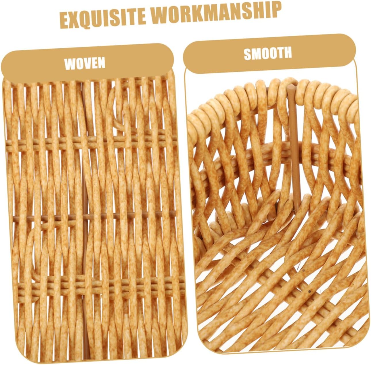 SHINEOFI Rustic Woven Bread Basket Tray Small Handwoven Rattan Storage Basket with Handles 30x20x5.5cm for Kitchen Fruit Display and Desktop Organization