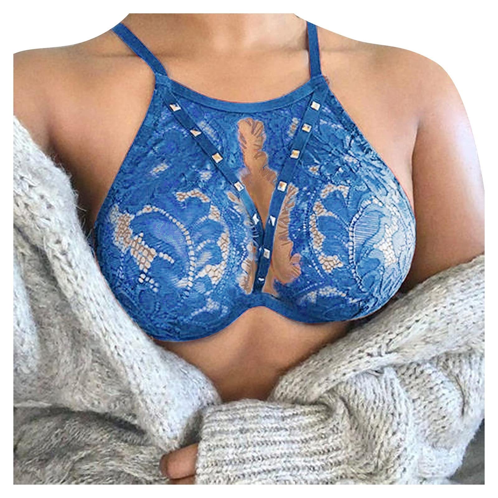 GHAKKE Womens Sexy Lingerie Sports Bras Push Up Fitness Running Yoga  Underwear High Support Large Bust Soft Bralettes (Color : Blue, Size :  Small) at Amazon Women's Clothing store