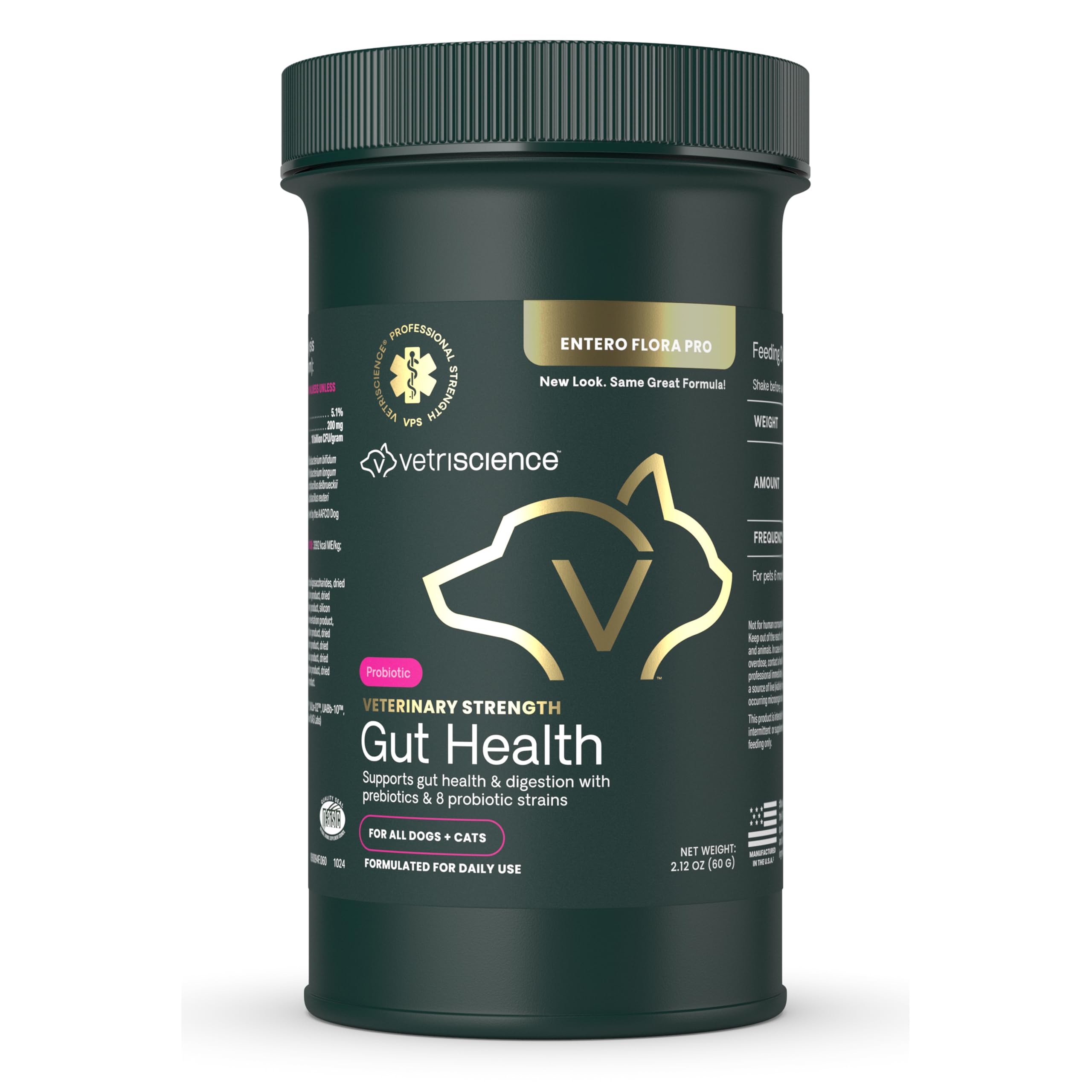 VETRISCIENCEVeterinary Strength Gut Health Powder - Gut Health Supplement for Pets - Immunity Support - Pet-Friendly Probiotic Powder - Tasteless & Odorless - 60 Servings