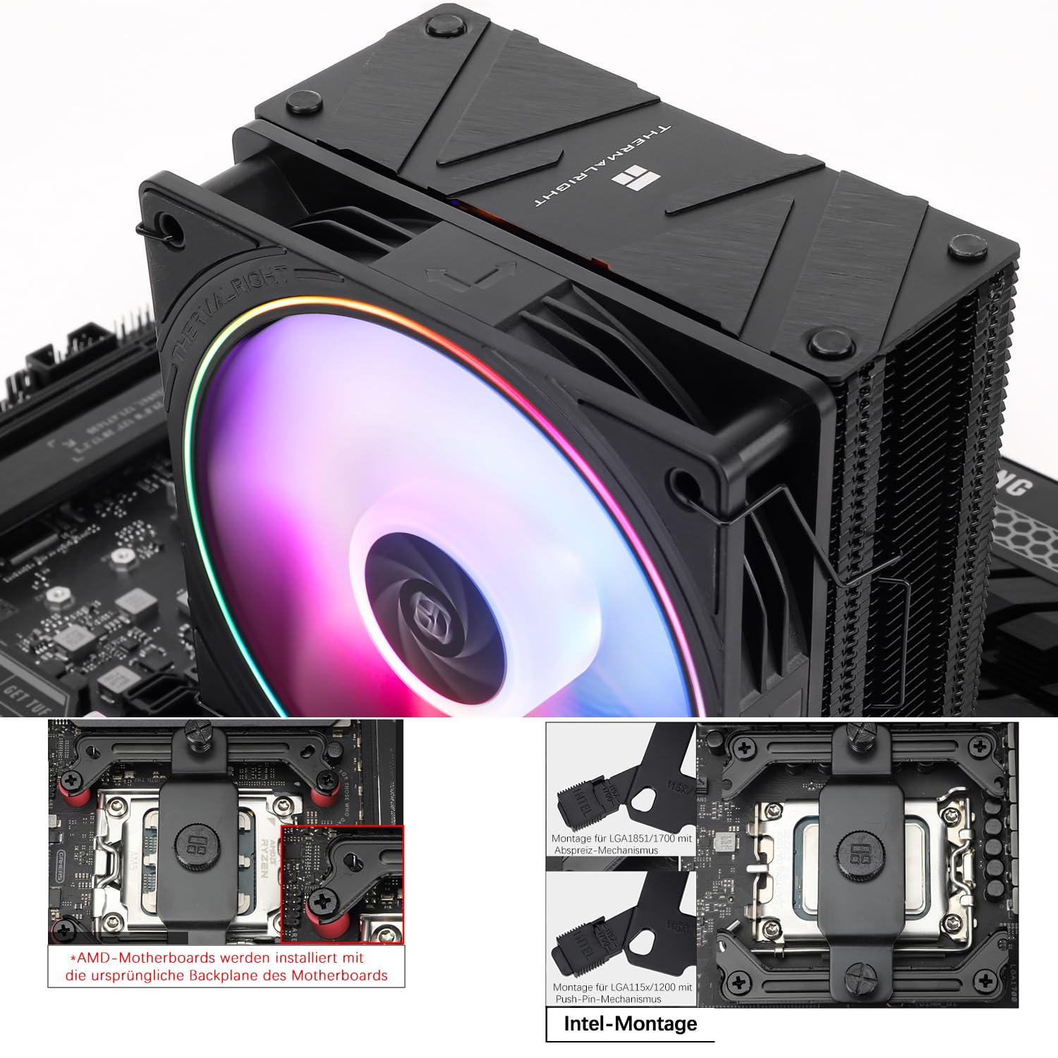 TR-Thermalright Assassin Spirit 120 EVO CPU Kühler-4 Heatpipes, leiser 120mm PWM Lüfter-ARGB, für AMD AM4 AM5,Intel LGA1851/1700/115x/1200,PC Kühler