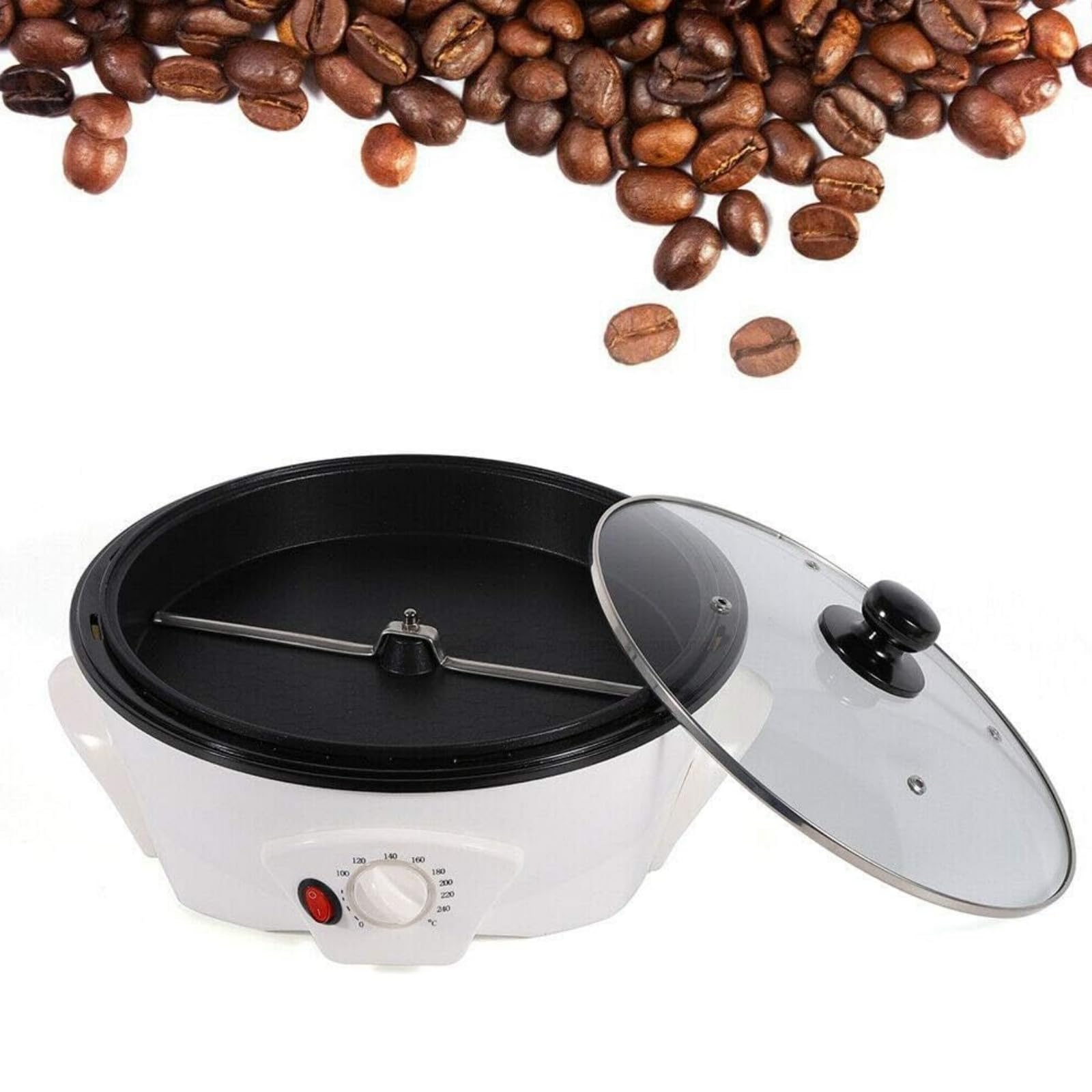 Torréfacteur à café électrique pour la maison, 1200 W, multifonctionnel, réglage de la température de 0 à 240 °C, pour arachides, graines de melon, soja, grains de café