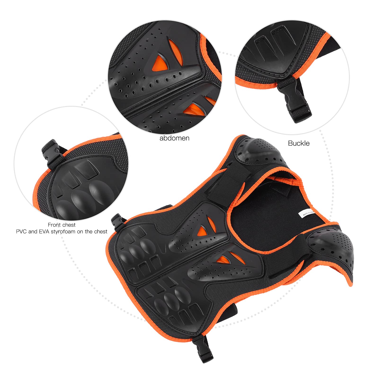 01 Reiten Brustschutz, Kinder Sport Protektor Weste Leicht zum Schutz des Körpers (Orange Black, S)