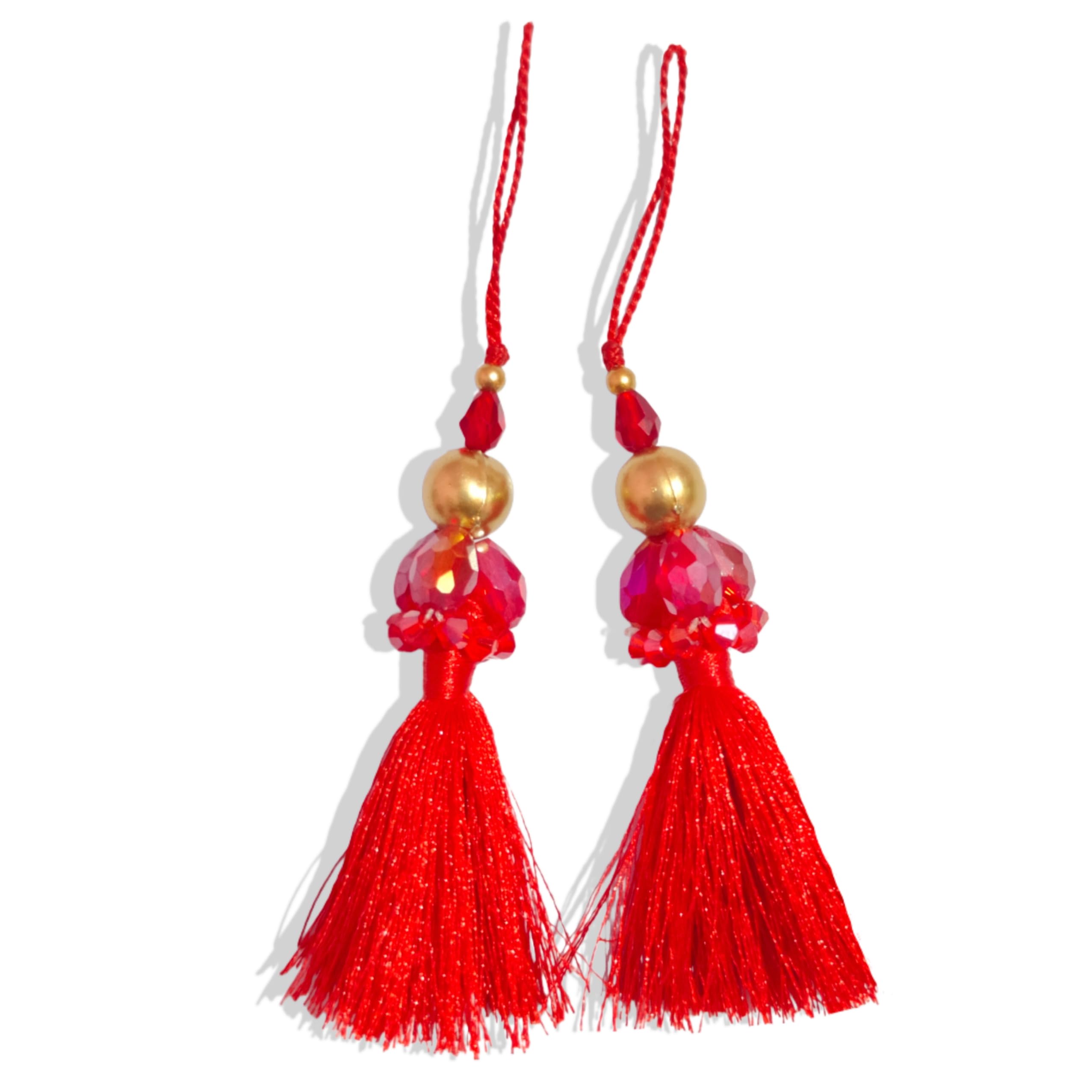 Red colour Latkan for Blouse, Dupatta, Ghaghra with crystal pearl I Size: 8cm I Set of 2 Pieces (Red) (B0DHVQKVLC) Amazon Price History, Amazon Price Tracker