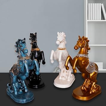 Horse Head Statue Sculpture Handcrafted Handmade Resin Figurine Home Decor Accent Decoration Running Horse,Gold,28cmX23cm