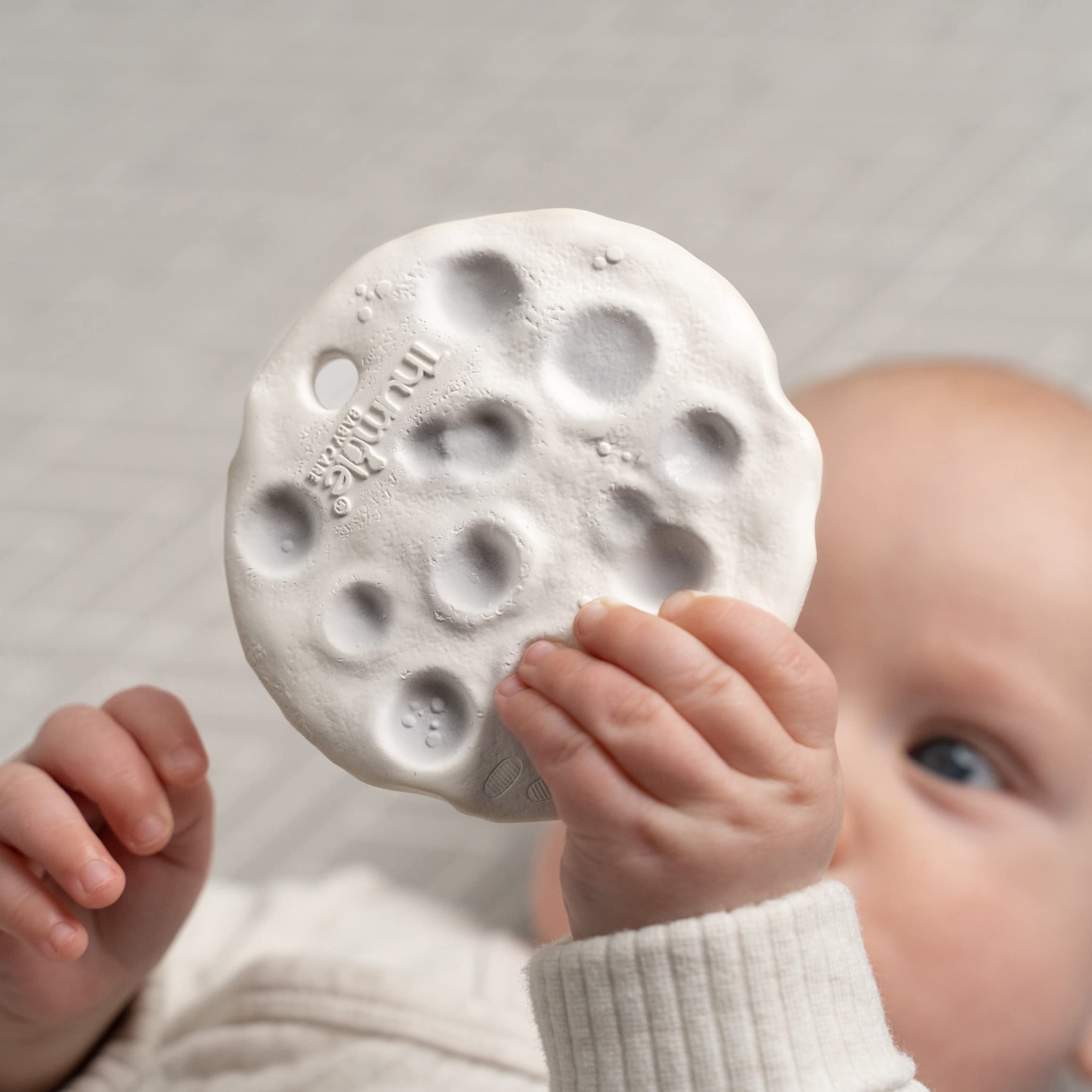 Moon Biscuit Natural Rubber Baby Toy for Teething, Bath time and Sensory Play