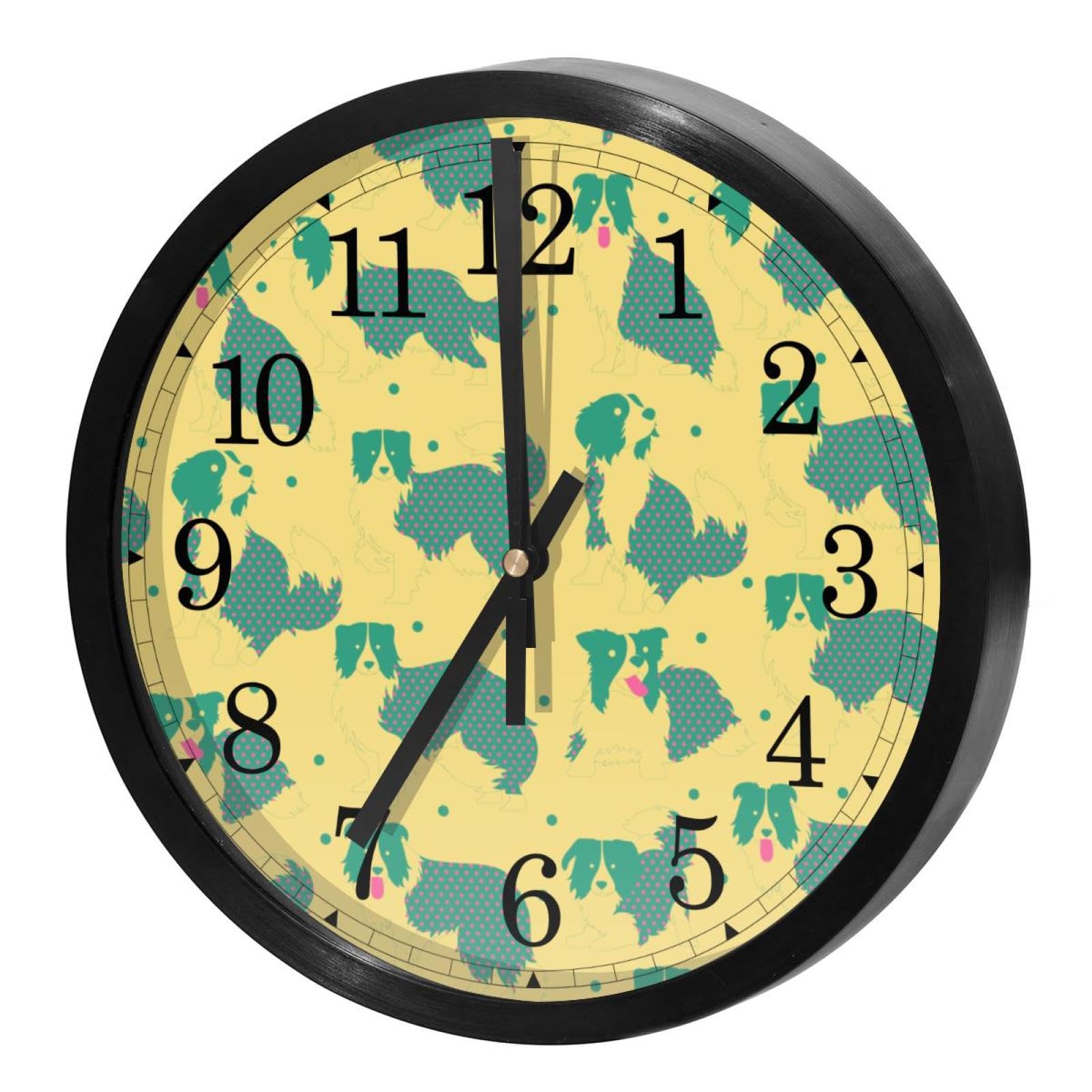 Horloge murale silencieuse à quartz Border Collie maison cuisine bureau