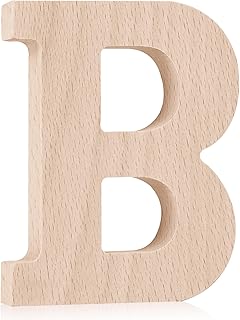 Oubest 4 Inches Wooden Letters for Wall Decor, 0.67 Inch Thick Unfinished Wood Small Standing Alphabet Letters for Home Party Decoration Wooden Name Signs DIY Painting Craft Projects (Letter B)