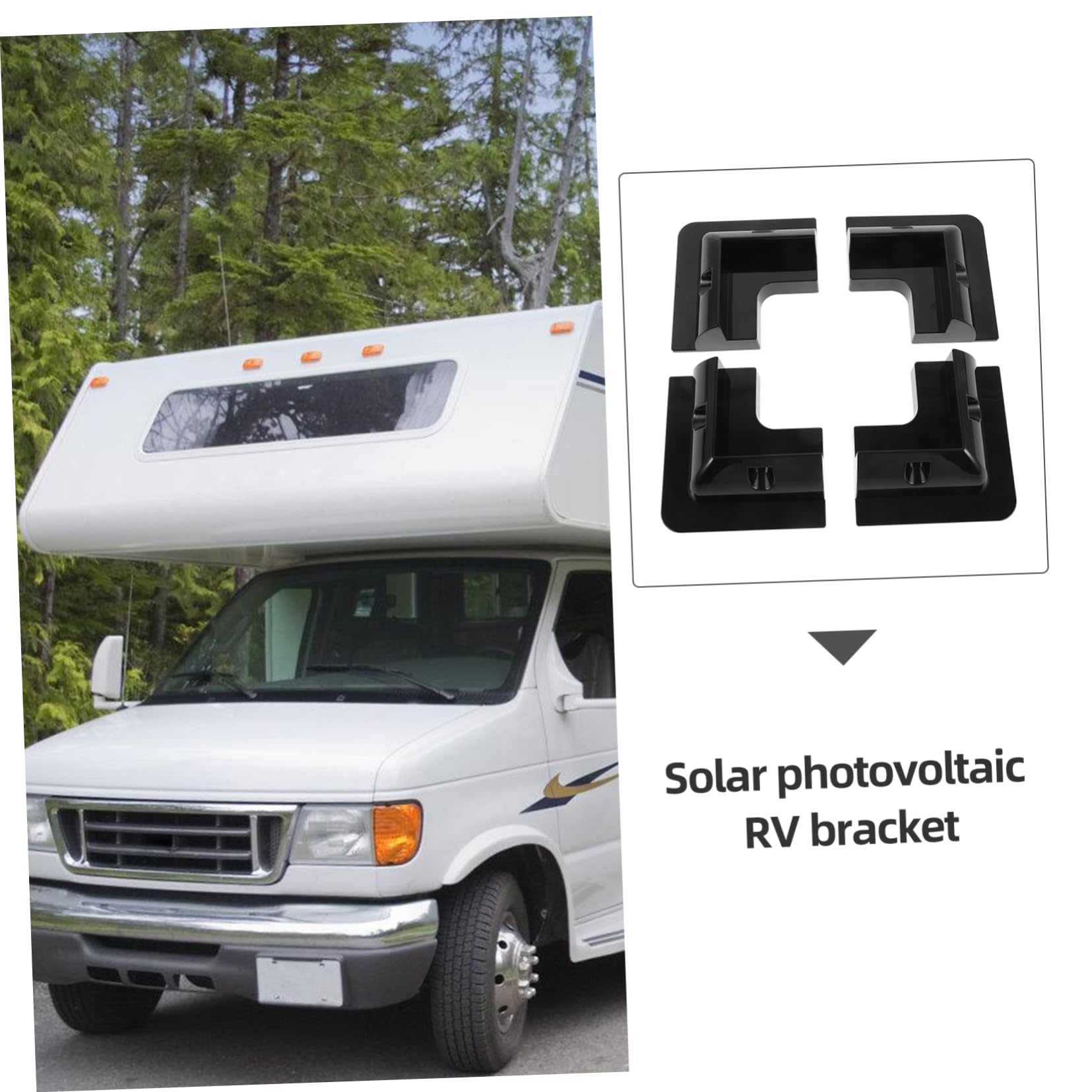 Supporto per Pannello Fotovoltaico per Camper, Abs Nero, Installazione senza Foratura, 4 Pezzi, per Roulotte e Pannelli Solari
