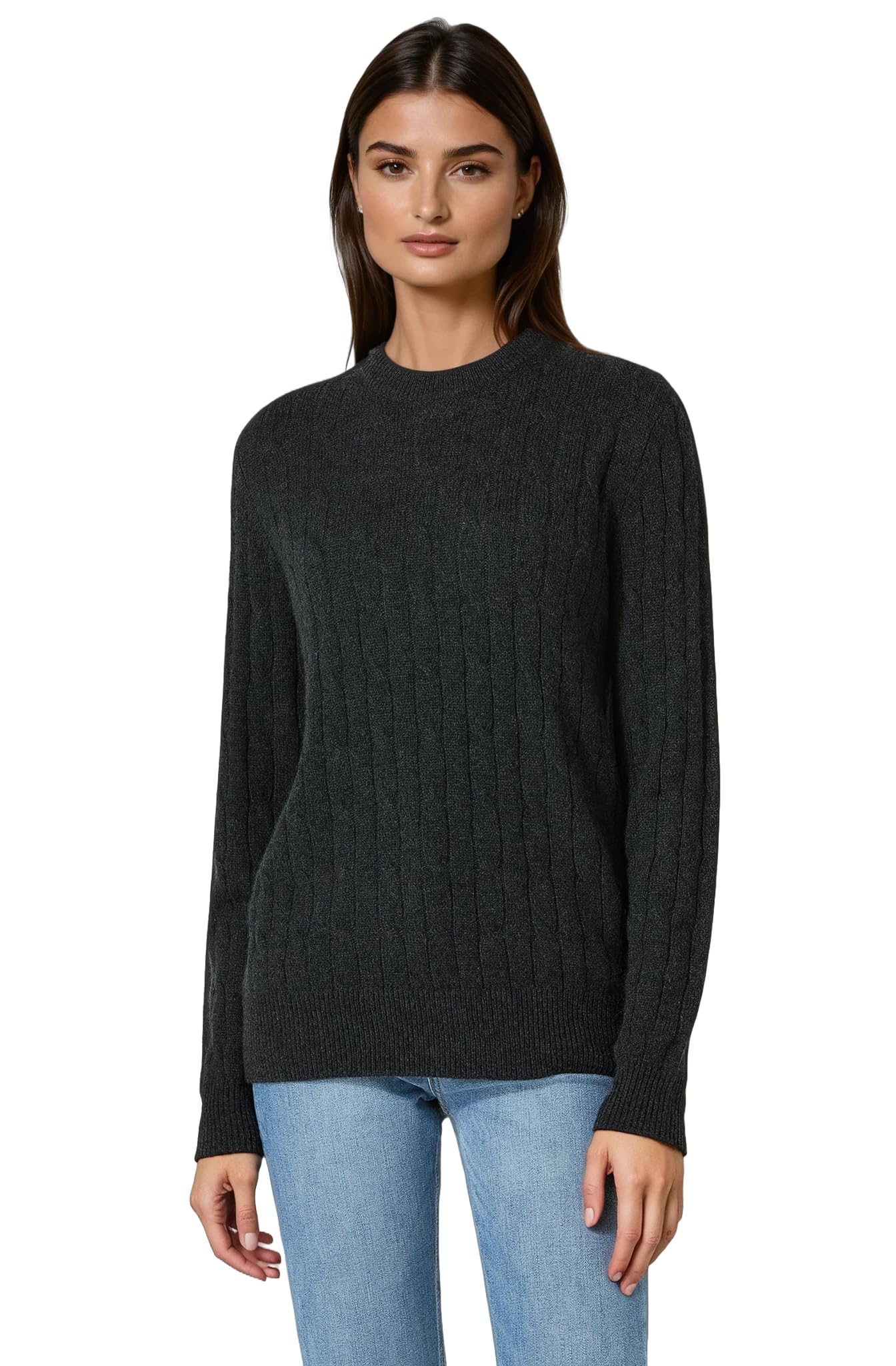Womens 100 Pure Cashmere Cableknit Sweater Grade A Mongolian Cashmere Pullover Soft Warm Luxury Crew Neck Knit