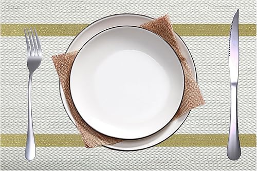 Miniatura 291 de PIGCHCY Juego de 6 manteles individuales beige de vinilo PVC duraderos para mesa de comedor, manteles individuales resistentes al calor, Beige -