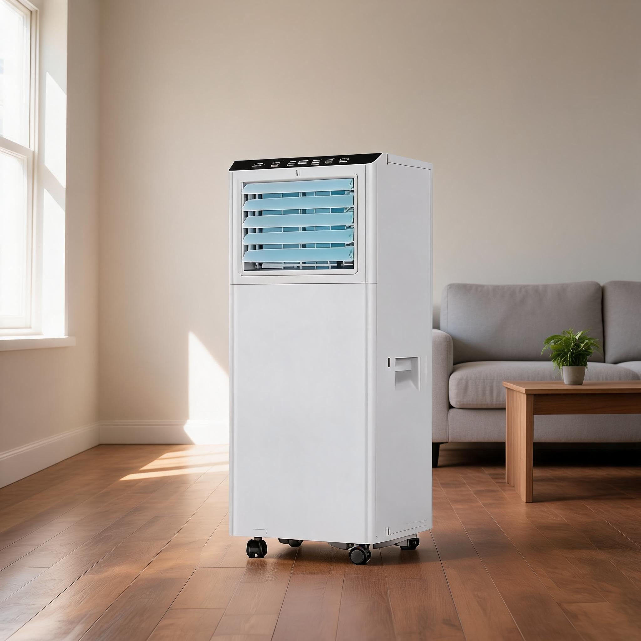Aptliton 7000 BTU Portable Air Conditioner, 4-in-1 Mobile AC Unit with Cooling, Dehumidifier, Fan & Sleep Mode, Digital Display, Remote Control, 24H Timer, Window Kit for Home Office Bedroom, White