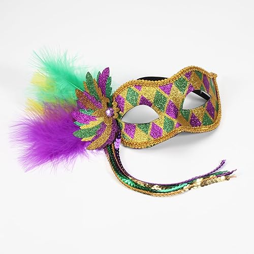 Miniatura 5 de Twinfree Máscaras de Mardi Gras para carnaval desfile de plumas sintéticas, para fiesta de máscaras, máscaras de Nueva Orleans, máscaras de fantasía