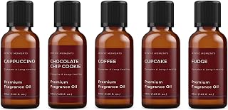 Mystic Moments | Coffee Shop Fragrance Oil Gift Starter Pack 5x50ml | Cappuccino, Chocolate chip Cookie, Coffee, Cupcake, Fudge | Perfect as a Gift