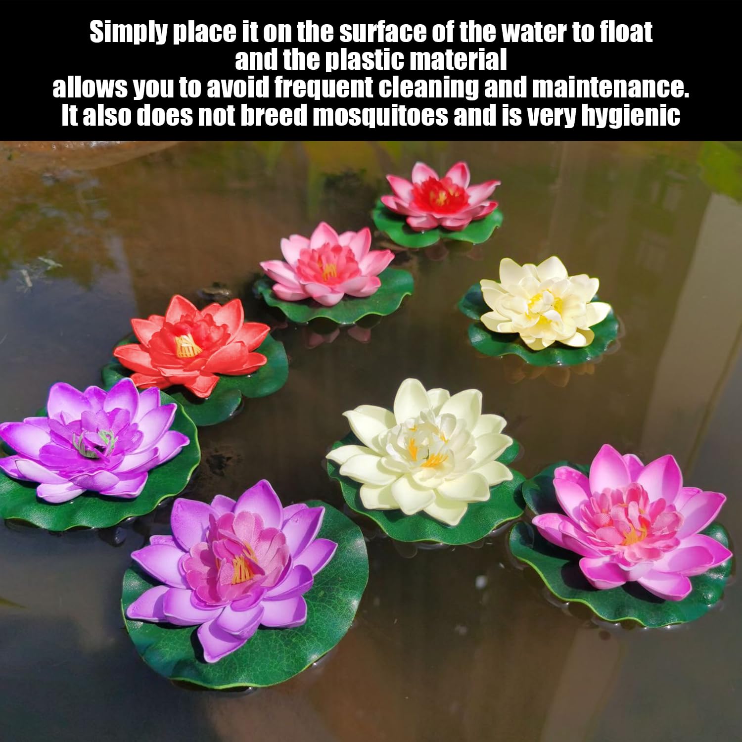 8 fleurs de lotus artificielles, décoration de piscine, fleurs de lotus, décoration de plantes artificielles, décoration de bassin en plein air, plantes de piscine flottantes