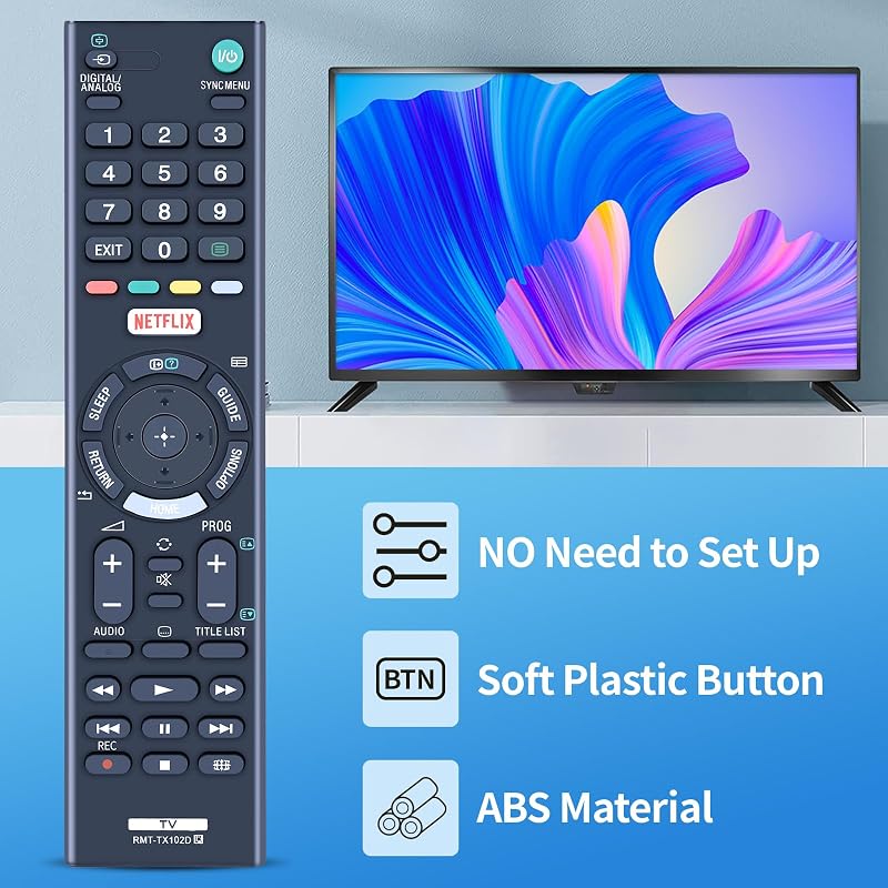 TCNOUMT RMT-TX102D Távirányító Sony Bravia TV-hez KDL-32WD752 KDL-40WD653 KDL-43WD750 KDL-49WD751 Helyettesítő Távkapcsoló