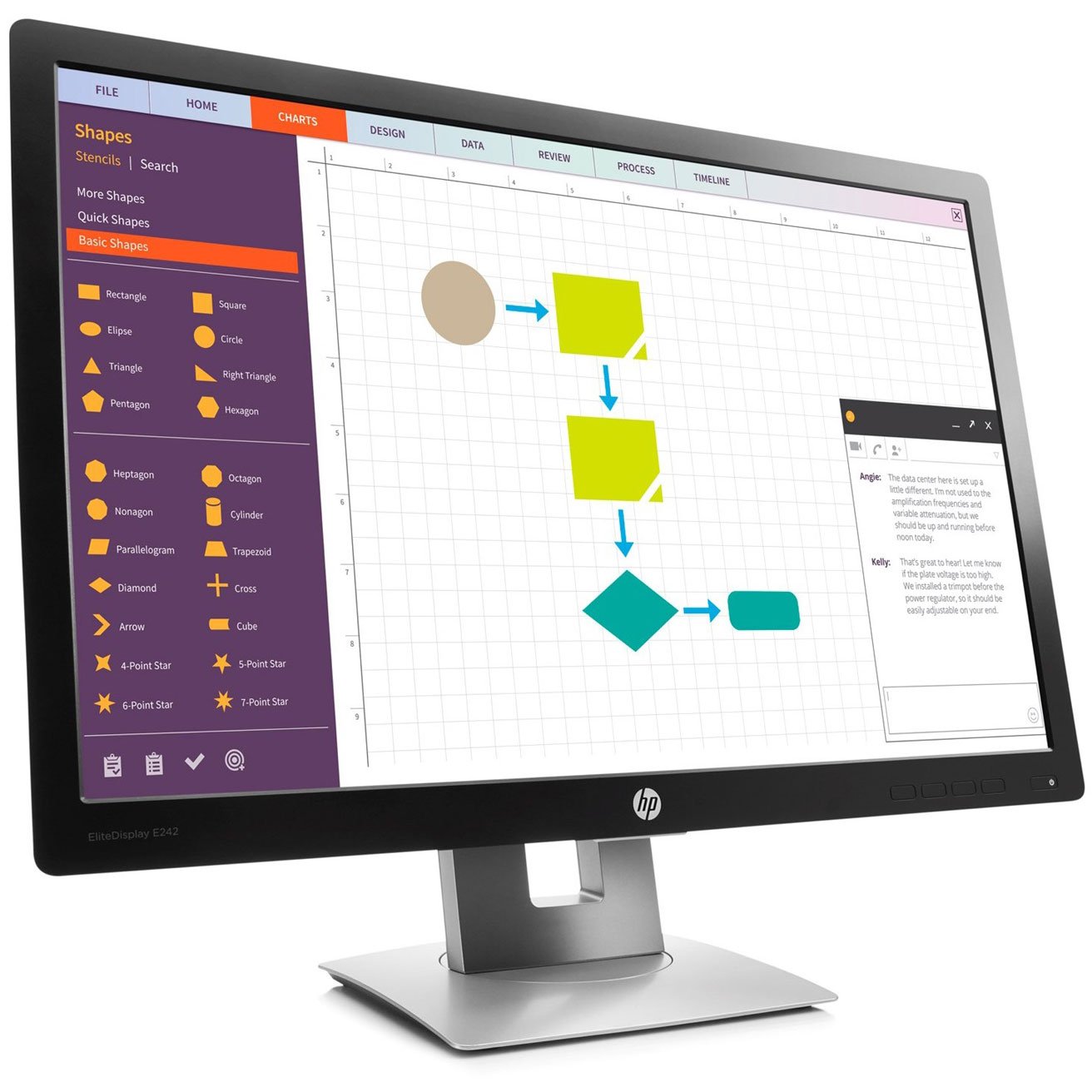 HP E242 EliteDisplay Monitor 24" Antiriflesso LPS con Retroilluminazione a LED, Nero