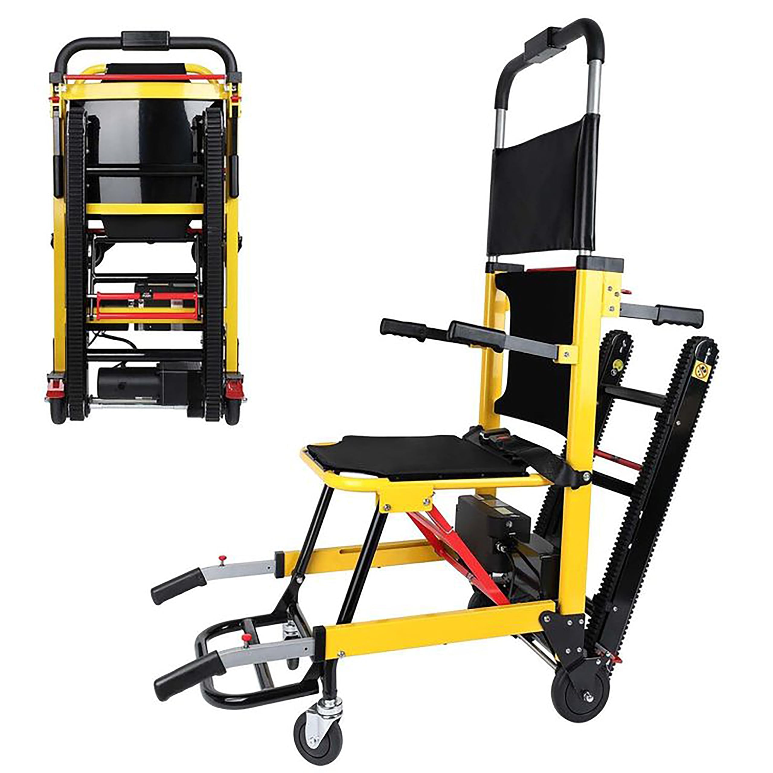 Sedia a rotelle elettrica per anziani, corrimano, sollevatore per scale portatile aiuto trasporto pazienti disabili con motori forti, giallo