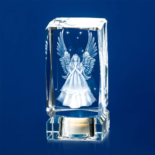 Sziqiqi Angel 3D Laser Crystal Light with LED Lighting Base - Birthday Present with Gift Box Long Distance Friendship Christmas Gift for Her Girlfriend Women Wife Aunt Girlfriend
