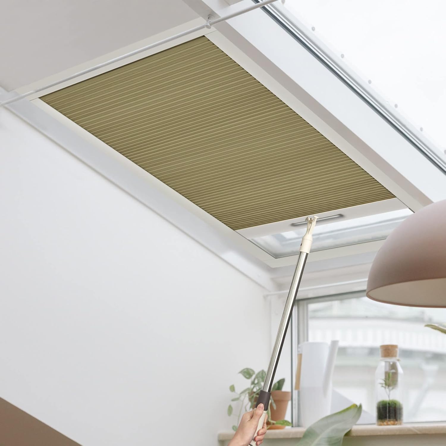 Keego Flexible Blinds for Windows Single Cell Skylight Shades Cordless Privacy Blinds & Shades for Skylight Noise Reduce Energy Saving Honeycomb Blinds, Blackout, Yellowish Brown, 48w x 42h