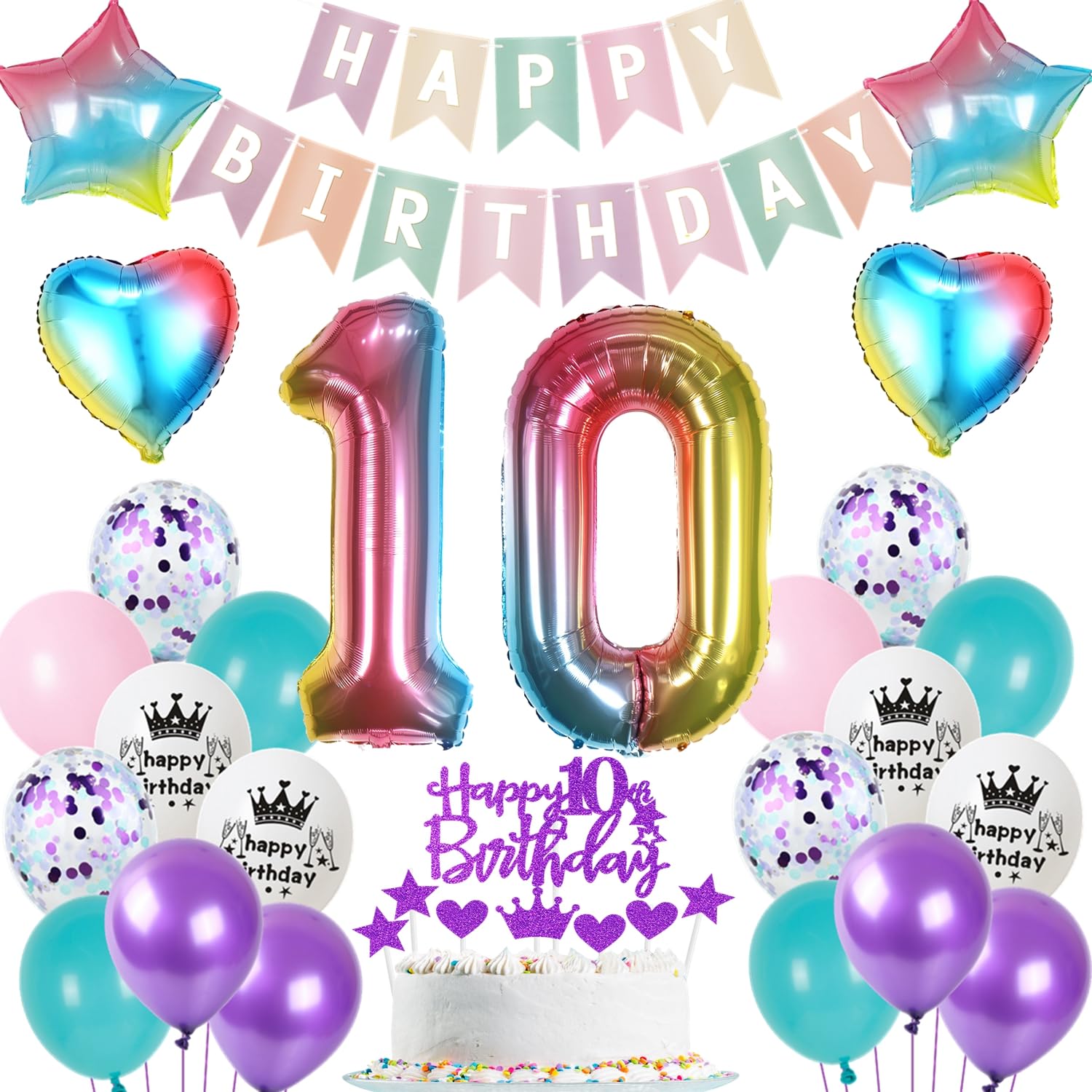 Ohaoduo Ballon 10 Ans Anniversaire Fille Rouge Décoration 10