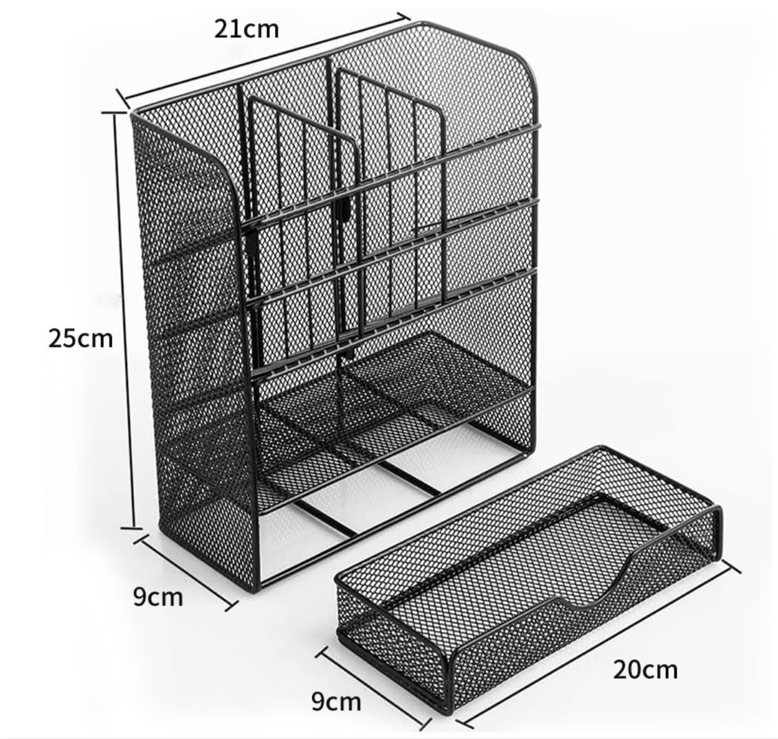 Metalowy organizer na biurko | Wielokolorowe biuro domowe 20x9x25cm: Utrzymuj porządek na biurku(D)