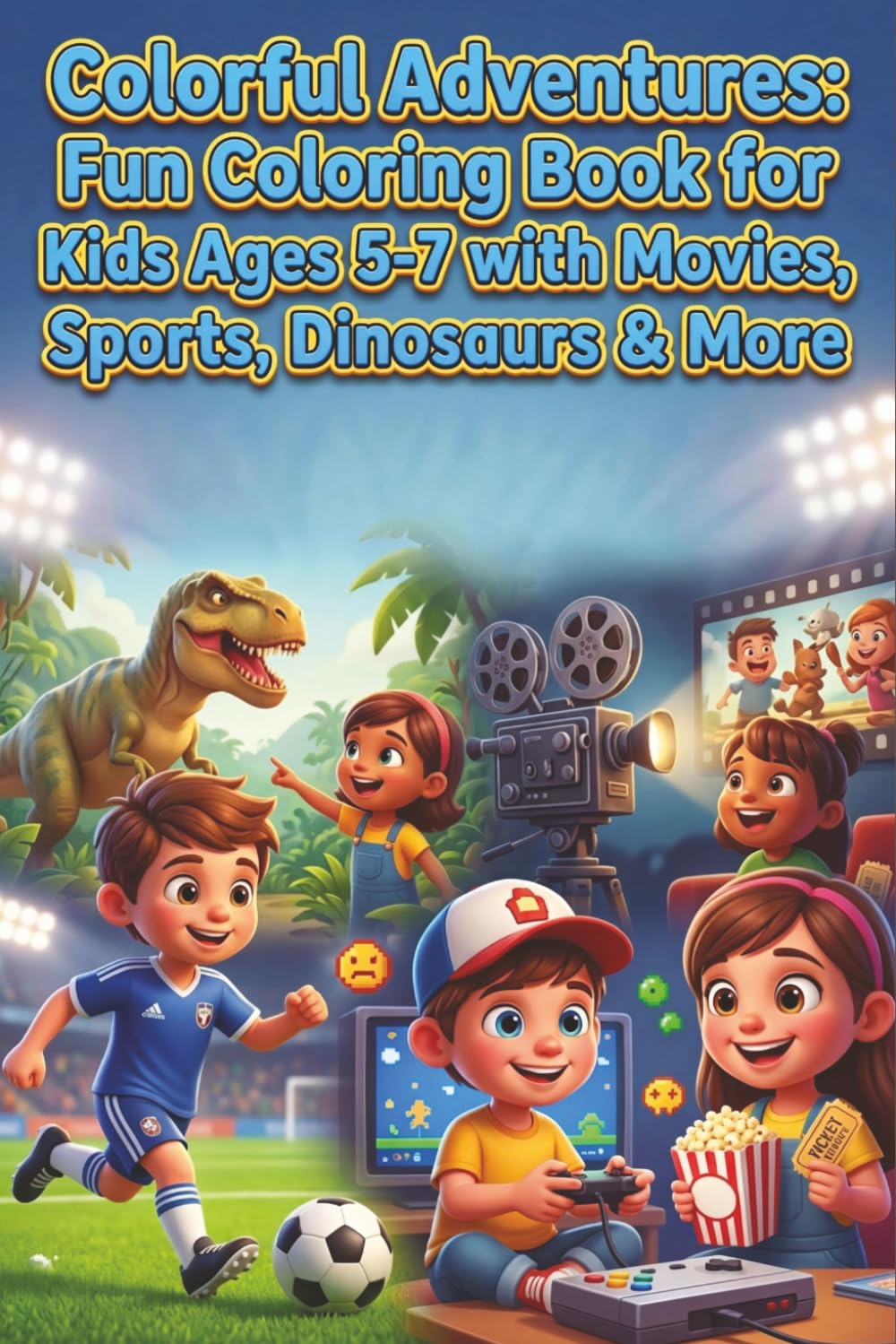 Colorful Adventures: Fun Coloring Book for Kids Ages 5-7 with Movies, Sports, Dinosaurs & More: Creative Kids' Activity Book Featuring Movies, Sports Play, Dinosaur Exploration and Video Game Fun