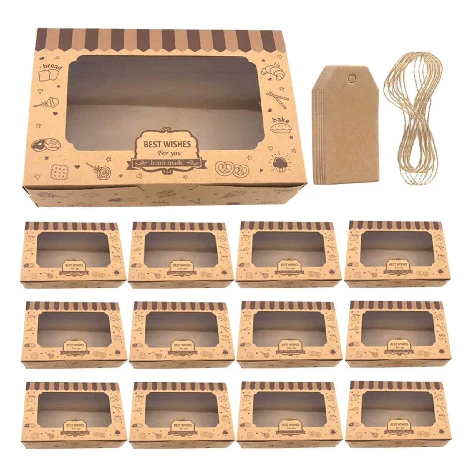 Cajas Para Tartas 12/24 Uds caja de pastelería con ventana papel postre galleta pastelería cajas de embalaje suministros de fiesta de cumpleaños Caja Reposteria Con Bandeja De CartóN(24PCS_18X12X5CM)