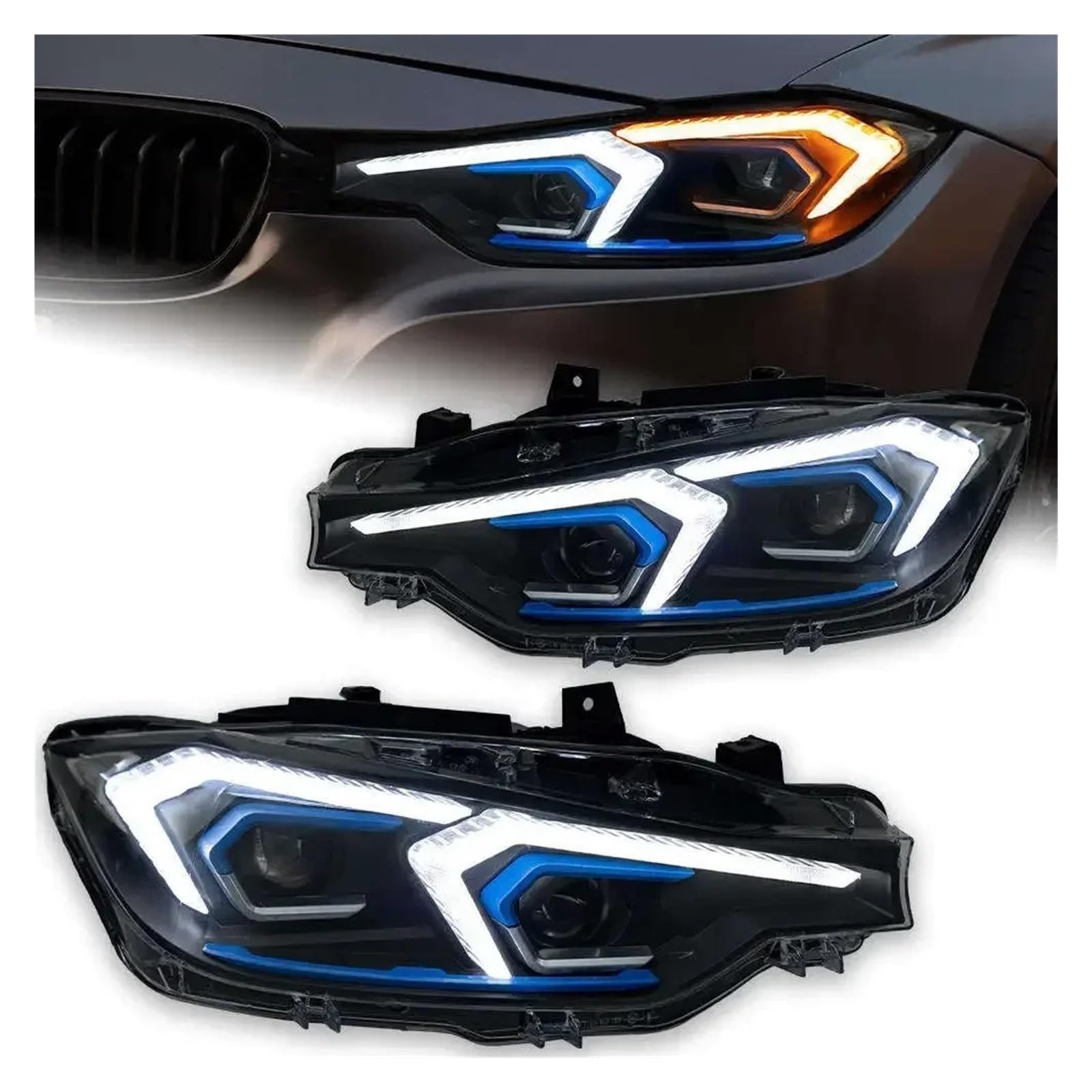 Lampada Fanale Posteriore Fari a LED per BMW Serie 3 M3 F30 F35 2013-2018 Accessori auto Indicatore di direzione anteriore per segnale per gruppo fari per Plug and Play(Original Halogen)