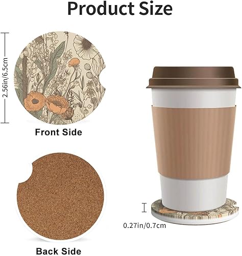 Miniatura 5 de Posavasos de automóvil para portavasos de automóvil, paquete de 2 unidades, de cerámica absorbente, antideslizante, accesorios universales para el