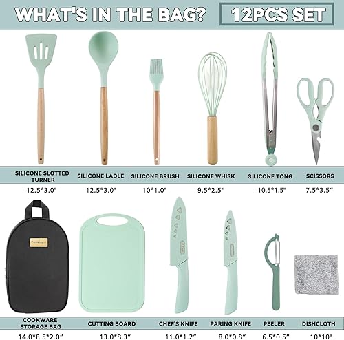 Miniatura 2 de Camping Accessories Kitchen Cooking Utensils Set - Portable Outdoor Camp Cookware Set, Silicone Camper Essentials Gear Must Have Supplies for Travel